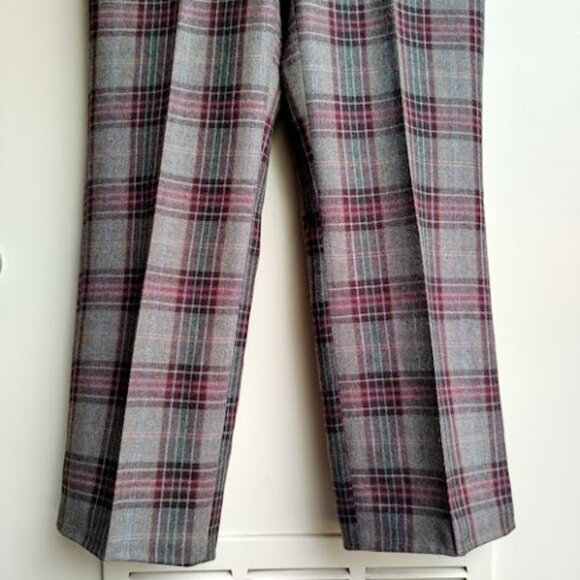 VINTAGE | Wool Plaid Pants Preppy Christmas Trousers Holiday Party Heritage Ivy - Picture 6 of 12